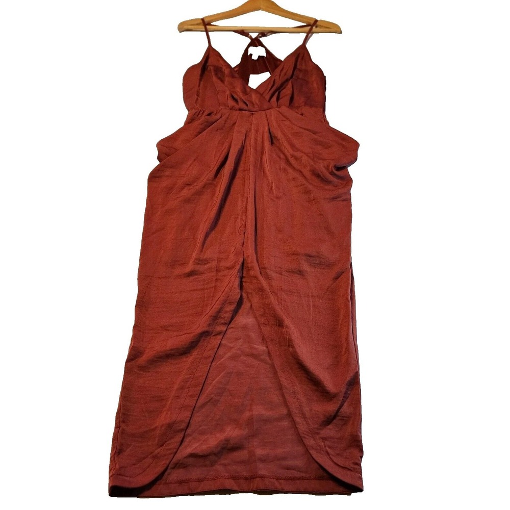 L'atiste By Amy Burnt Orange Satin Prom Formal Dress LD6105Z Womens Size M NWT